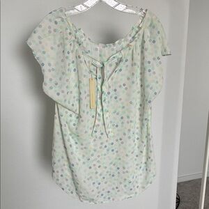 Lauren Conrad Polka Dot Short Sleeve Blouse (nwt)